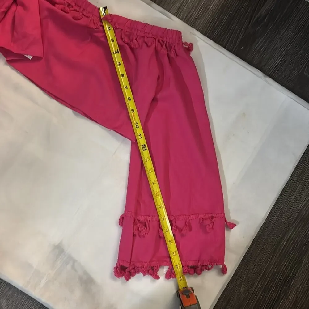 SHEIN Pink Two Piece Tassel Skirt Set 4 Rainbow Summer Boho Coquette Girl Baddie